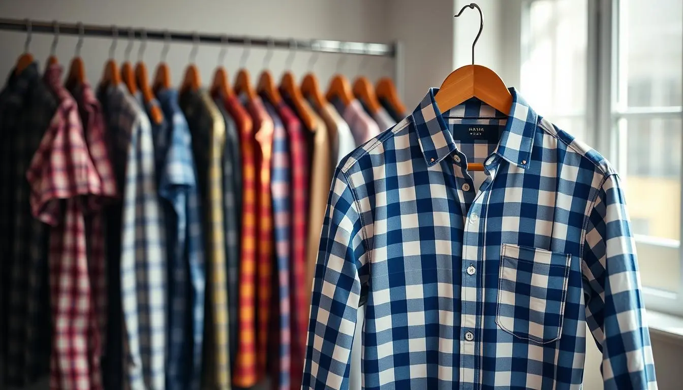 Cotton check shirt for men