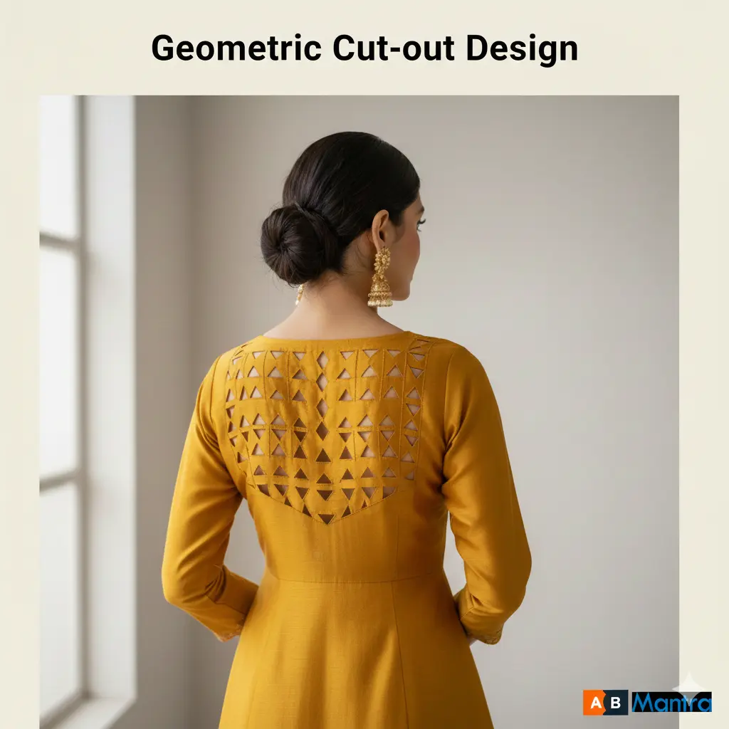 geometric cut-out back suit neck design