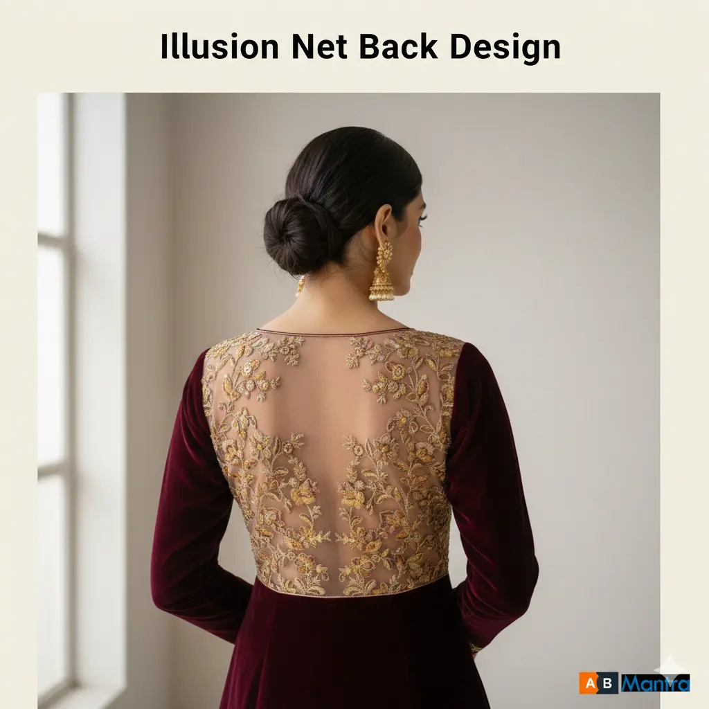 illusion back Suits Neck Designs