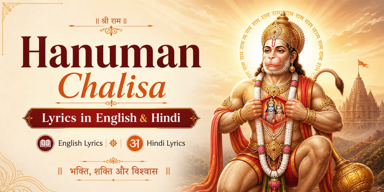 Hanuman Chalisa lyrics in English & Hindi Banner