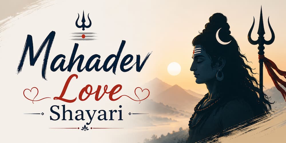 Mahadev Love Shayari blog banner with Lord Shiva and spiritual love theme
