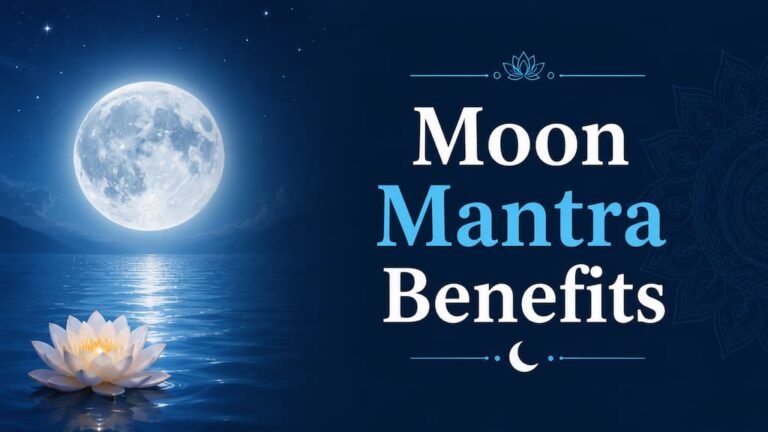 Moon Mantra Benefits with full moon, lotus, and serene night sky