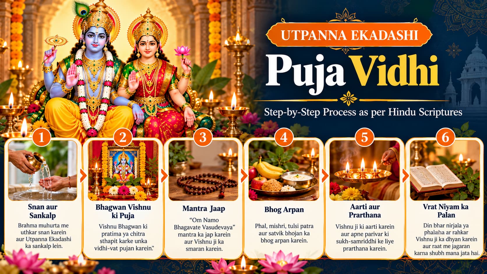 Utpanna Ekadashi Puja Vidhi 2026 - Step by Step Process as per Hindu Scriptures